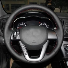 Free Shipping High Quality cowhide Top Layer Leather handmade Sewing Steering wheel covers protect For KIA K5 optima
