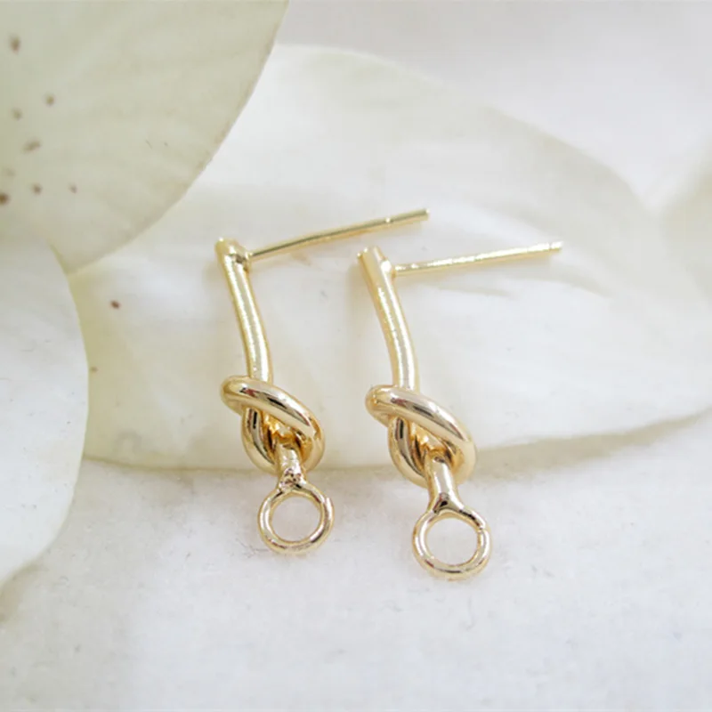 

Gold filled knotted earrings hanging ring ear slings Pendant handmake ear hooks for making Jewelry Accessories 18mm 1pair