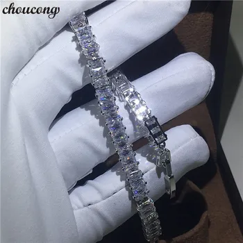 

choucong Classic bracelet White Gold Filled T shape AAAAA Zircon cz Engagement Wedding bracelets for women Hand Jewerly