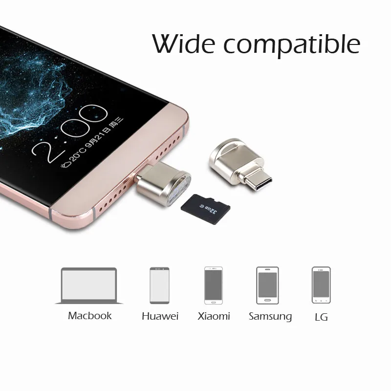 Portable Type C OTG Adapter Keychain Type C Micro SD Card Reader Converter OTG Adapter with 3