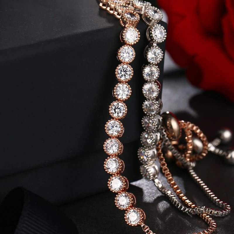 Женские браслеты с кубическим цирконием EMMAYA Shining AAA + розовое золото подарок|bracelets