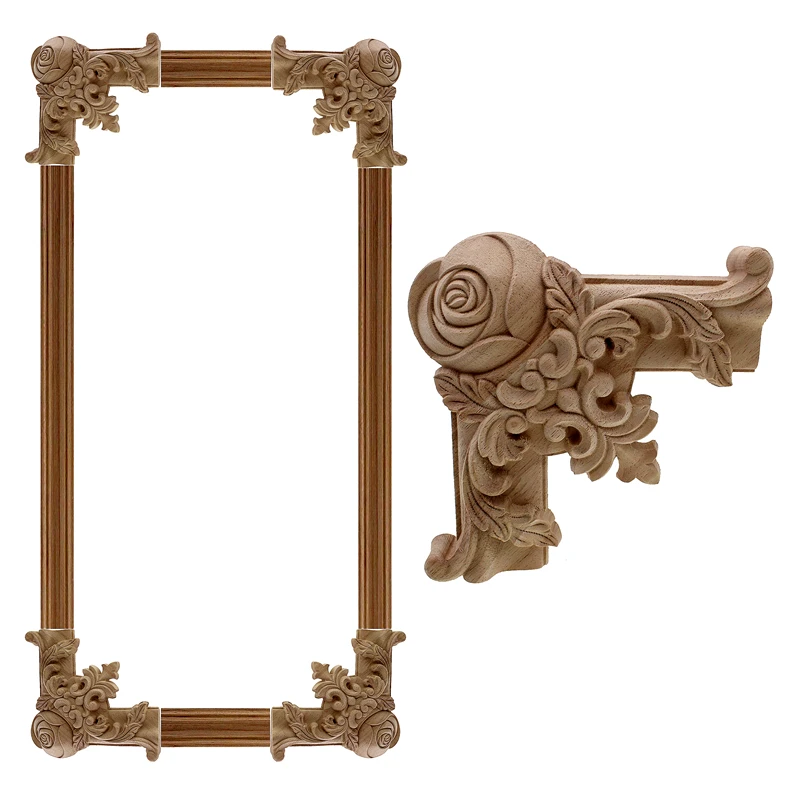 

RUNBAZEF Rose Horn Flower Furniture Wall Frame Creative Home Decor Decorations Wood Figurines Miniatures Accessories Applique
