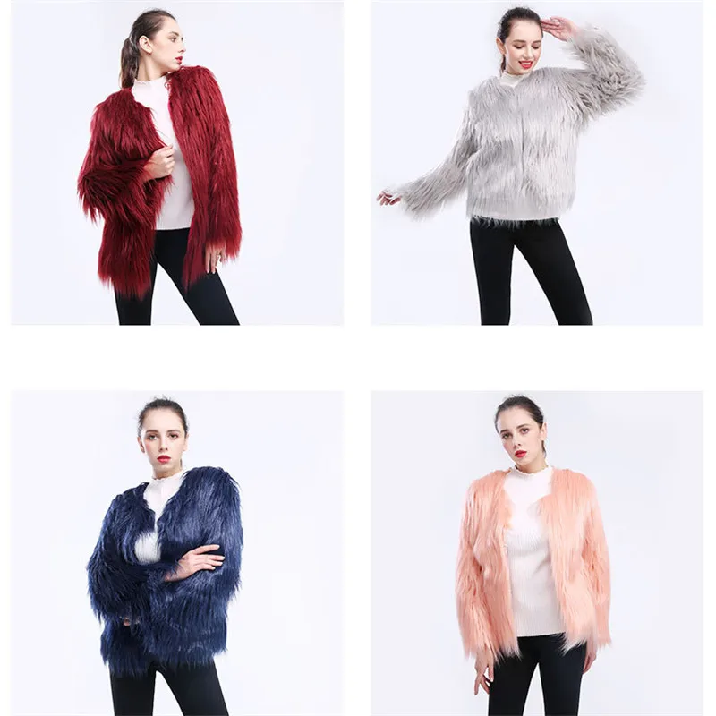 Женское пальто из искусственного меха, белый, фиолетовый, черный, розовый, 12 цветов, S-4XL размера плюс, свободные, короткие, с длинным рукавом, модные меховые куртки для женщин JD328