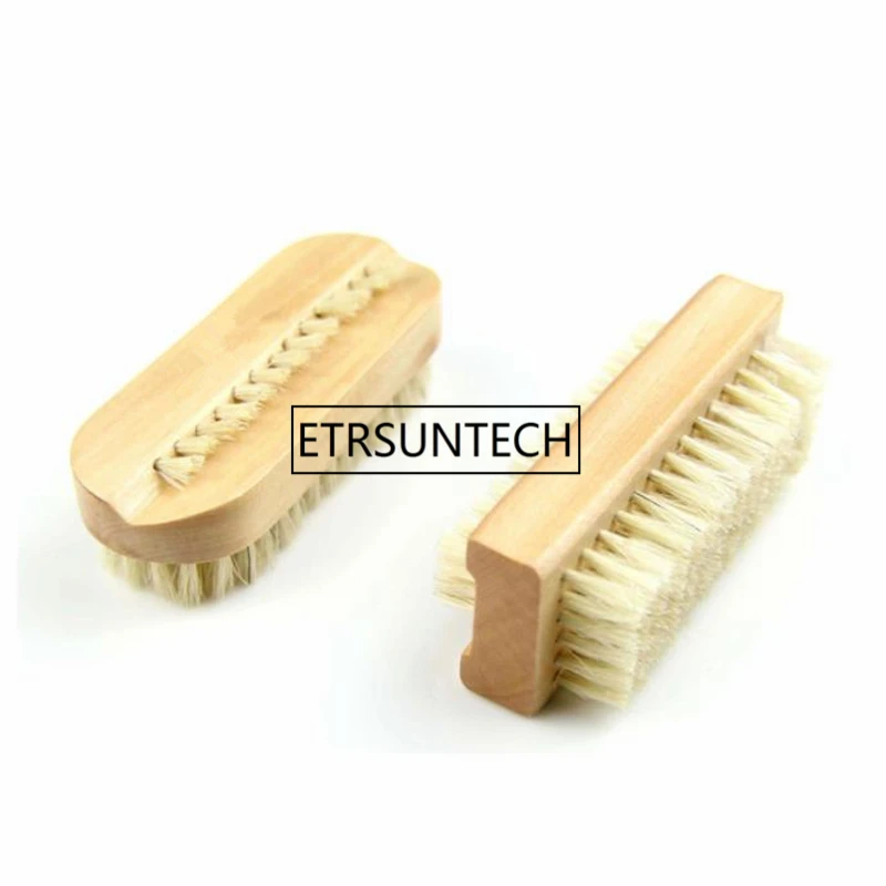 Escova de Cerdas de Madeira Face de Corte Escova de Banho Unha Dupla Handle Manicure Pedicure Esfregar F1786 Art 5 Escovas de unhas