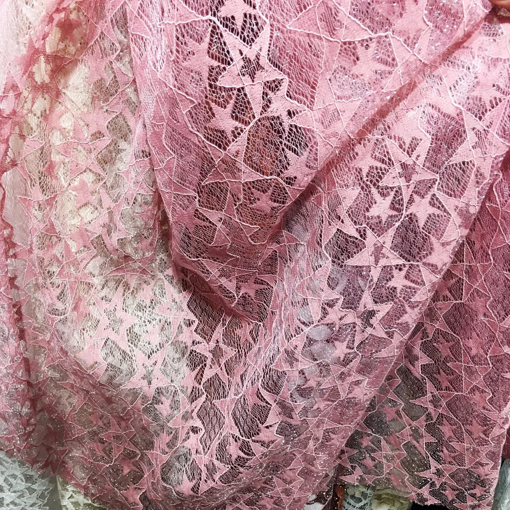 

LASUI 3 yards=1 lot New 8 colors multicolor beautiful Embroidery stars Corded french lace Fabric DIY for dress C0181