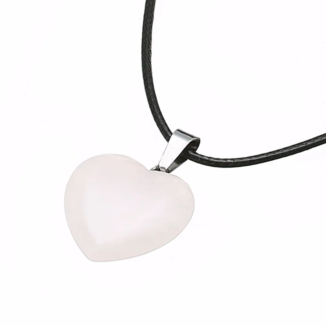 Shellhard Love Heart Necklaces for Women Natural Stone Leather Chain Necklace & Pendant Femme Bijoux Charm Jewelry
