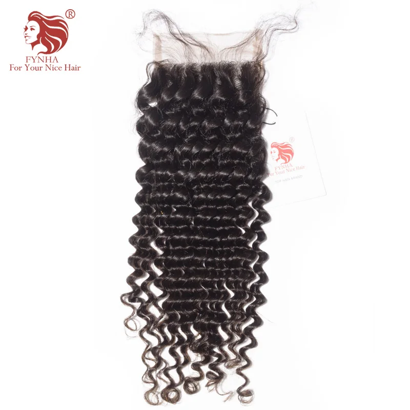 [FYNHA] Brazilian Kinky Curly Virgin Hair Weave 3 Bundles With Lace Closure Human Hair Extensions