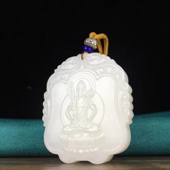 

J66#Hetian jade white jade empty buddha pendant, jade gentle