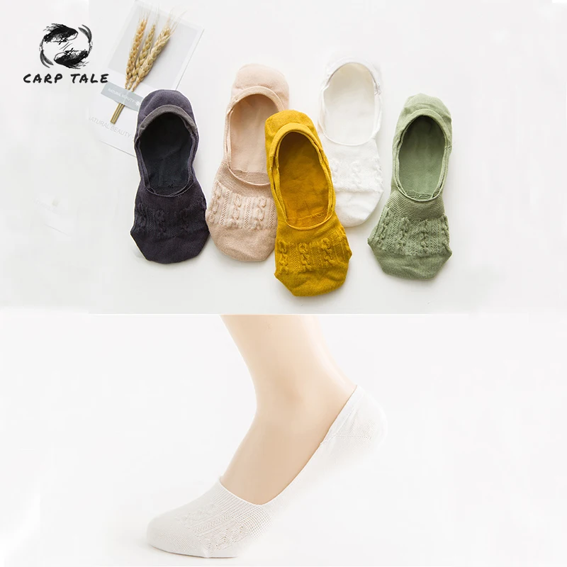 

CARP TALE spring and summer new cotton female bamboo fiber twist slip breathable socks shallow mouth ladies invisible socks