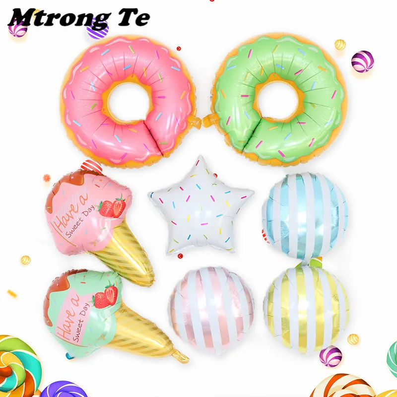 

5pcs candy doughnut Ice cream theme helium Foil Balloons baby Birthday wedding Valentine's Day party decor supplies kids toy