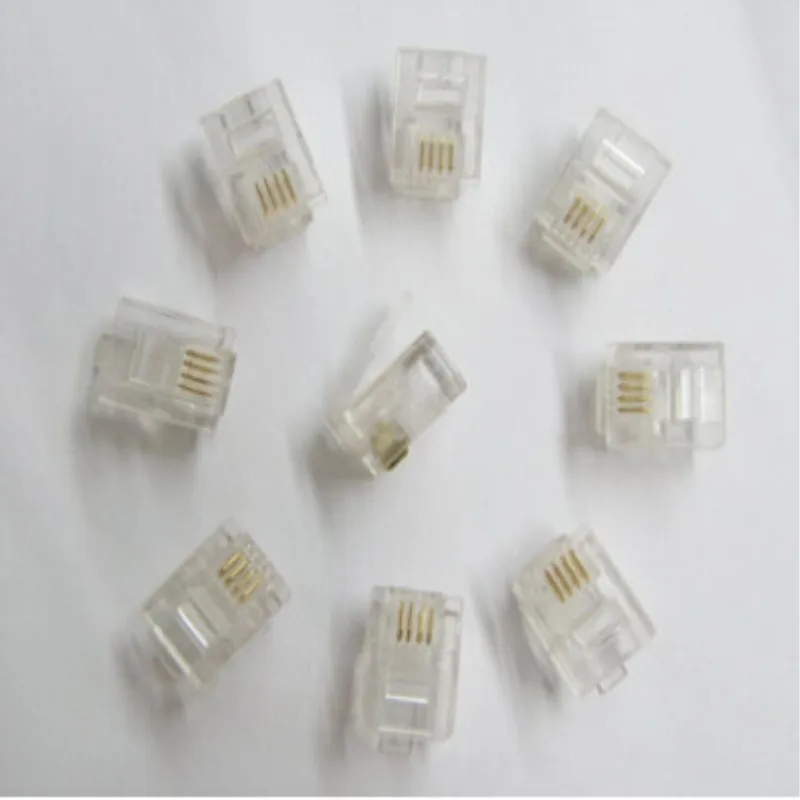 1000pcs RJ11 6P4C Connector Modular Plug Gold Plated Crimp on for Telephone ADSL Network| |