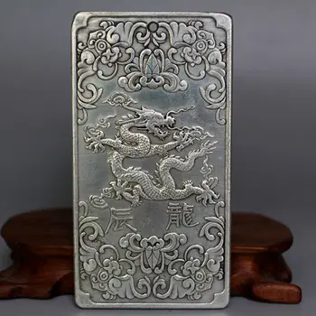 

Exquisite Old "Chinese Zodiac - Dragon" Tibetan Silver thanka amulet auspicious plate 135g