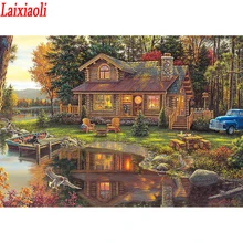 Full Square/Round Diamond Painting sweet family DIY Diamond Embroidery village Cabin in the Woods Cross stitch Rhinestone Mosaic