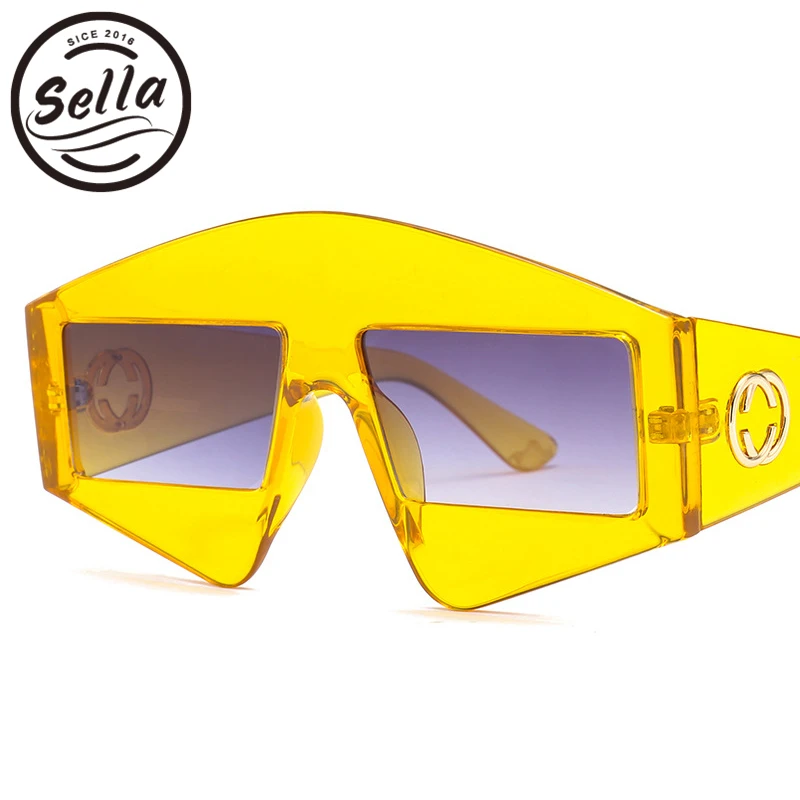 

Sella New Arrival Fashion Women Men Unique Square Colorful Transparent Frame Sunglasses Brand Designer Polygonal Eyewear Glasses