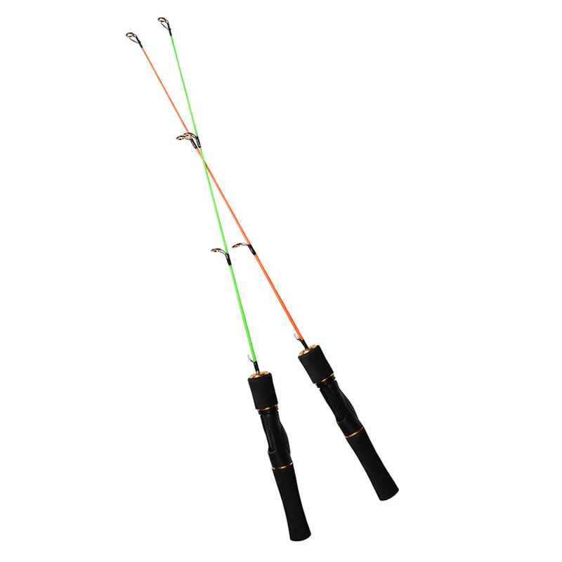 2pcs/lot 2 Sections 75cm/85cm(2.5Ft/2.8Ft) Ice Fishing Rod Orange/Green Fiberglass Ice Fishing