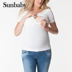 Sunbaby Новая мода оригинальный повседневные кормящих одежда летние шорты рукавом Грудное вскармливание Одежда для беременных