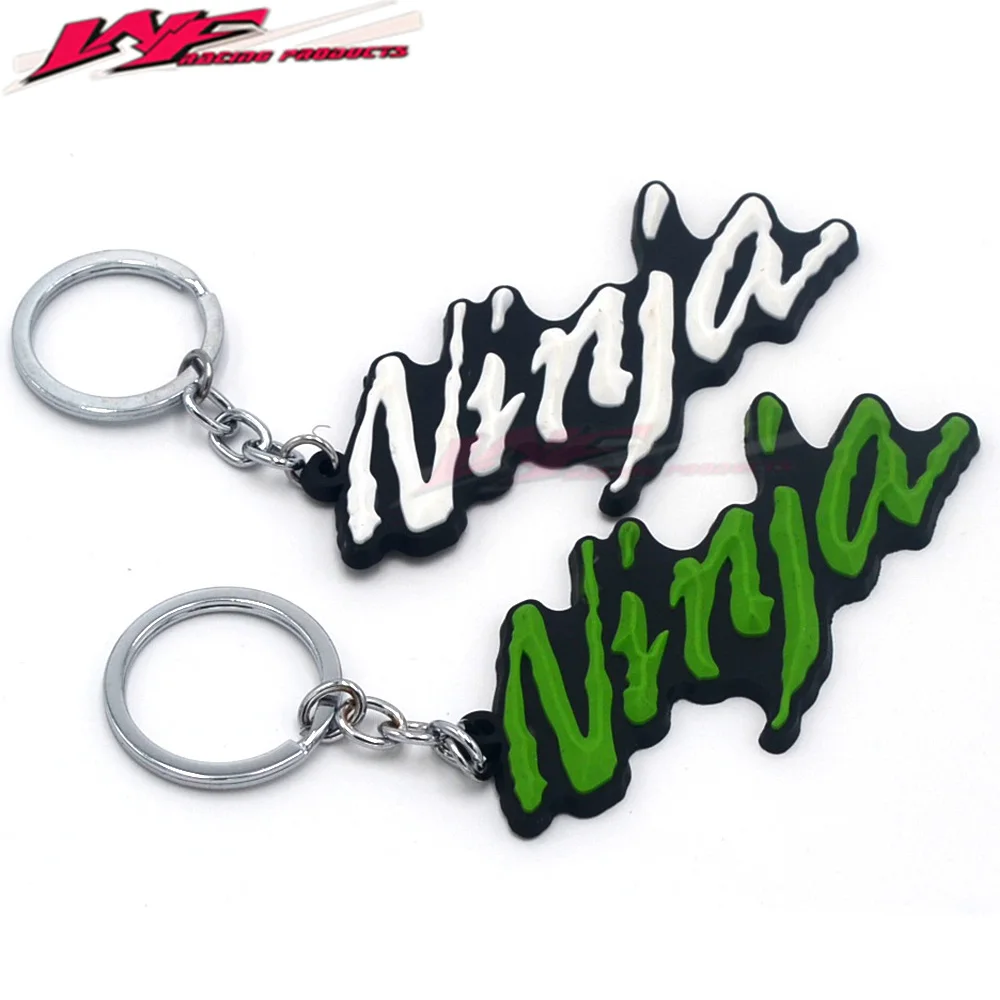 Motorcycle Rubber Keyring Keychain Key Chain Key Ring For KAWASAKI NINJA White 