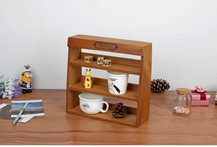 1PC New Zakka retro wooden wall hanging rack dormitory bed artifact