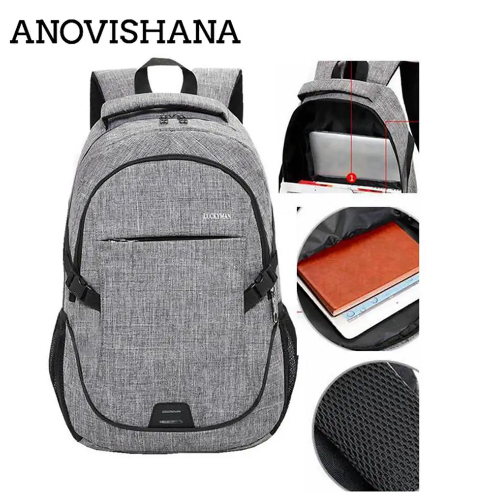 

ANOVISHANA 2019 brand Men's Backpack Bag Male Polyester Laptop Backpack Computer Bags high school student college students bag
