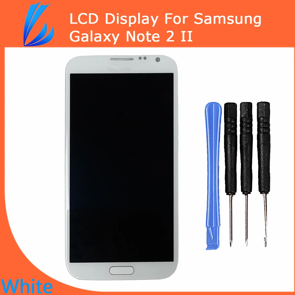 

LL TRADER High Quality White LCD Display For Samsung Galaxy Note 2 N7100 lcd Touch Screen Digitizer Assembly Replacement Frame