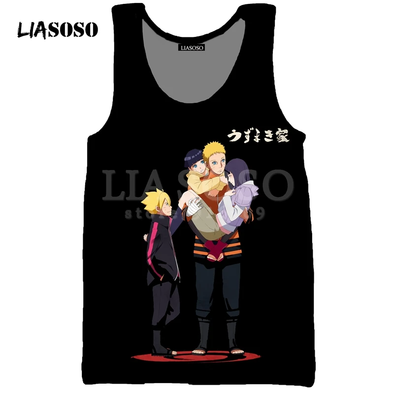 

LIASOSO Summer NEW Anime Naruto Uzumaki Naruto Sasuke Shirts 3D Print Vest Hipster Cute Cosplay Unisex Good Quality Tops G1300
