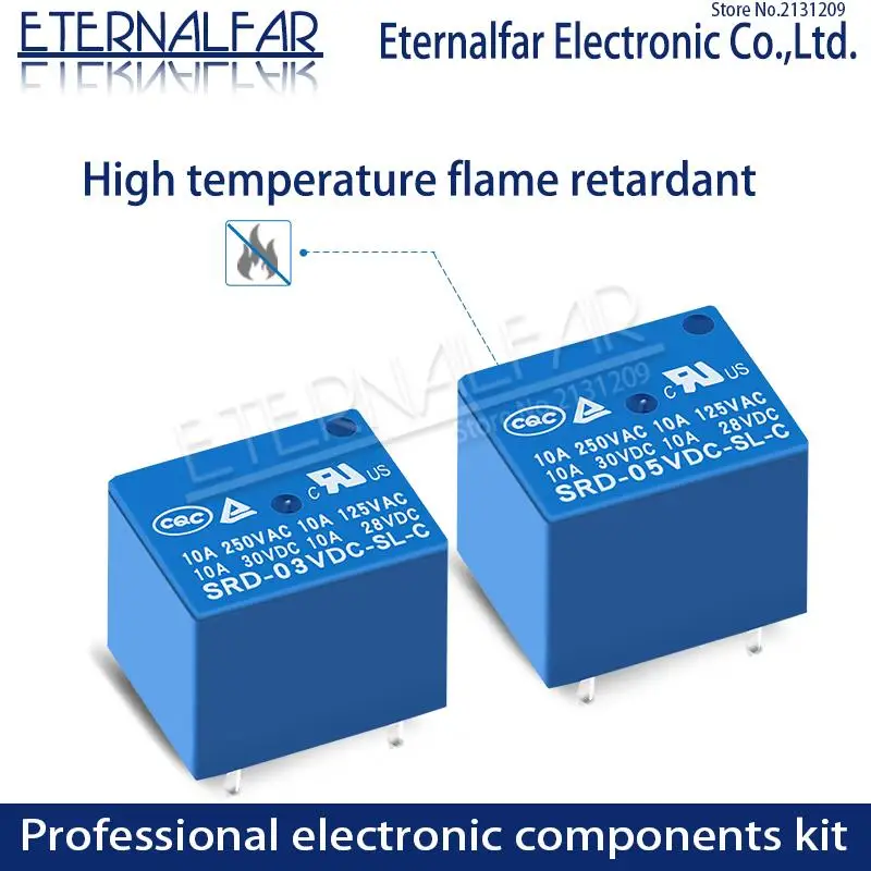 Реле времени SRD-05VDC-SL-A 5V 6V 9V 12V 24V 48V DC 10A 125V 250V AC SPDT NO Typc A 4PIN SPDT B-M Typc C 5PIN PCB T73