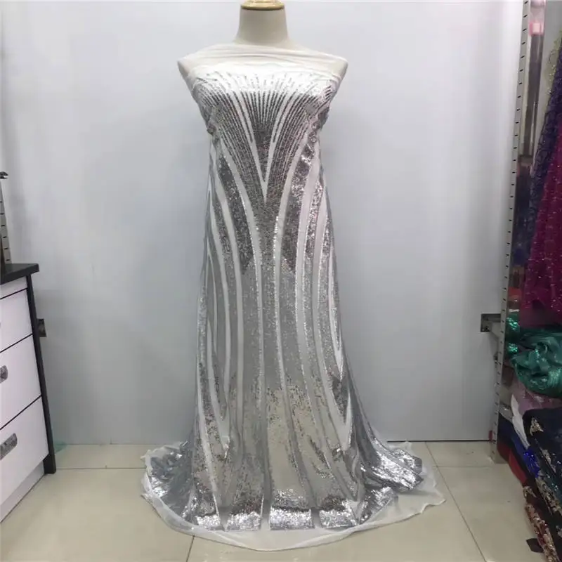 Latest African 3d Lace Fabrics Embroidered French Sequins Fabric 2019 Nigerian Net Lake blue green red | Дом и сад