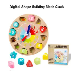 Дети игрушечные лошадки цифровой Building Block часы детская развивающая игрушка деревянная часы познание часы с изображением животных может