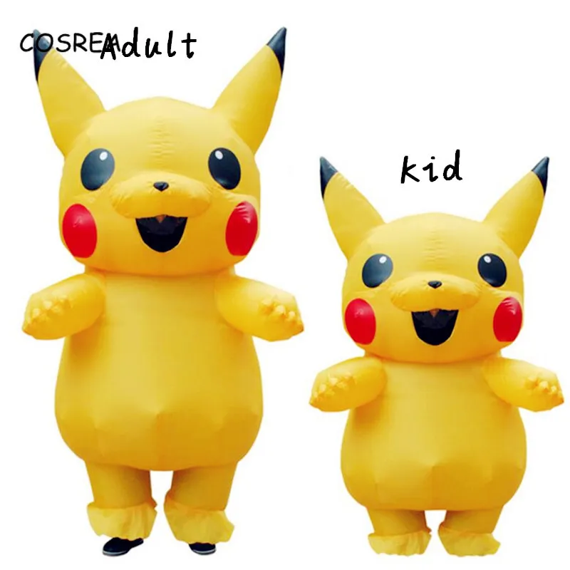 

Inflatable Pikachu Pokemon Onesie Halloween Cosplay Large Pokemon Mascot Costume for Kids Adults Women Party Inflatable Costume