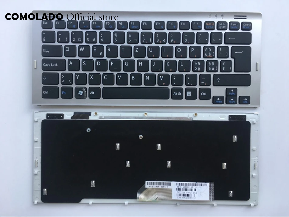 SW Swiss Keyboard For SONY SR SR13 SR33 SR28 VGN-SR26 Black with silver frame keyboard SW Layout