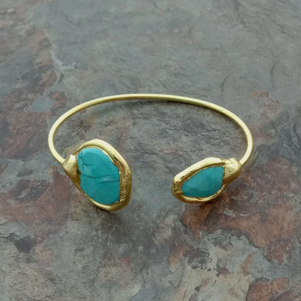 

Blue Gems Stone Rose Golden Plated Bangle Bracelet