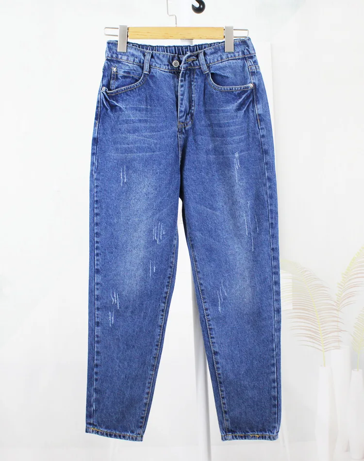 Lguc. H винтажные женские джинсы большого размера, Классические Джинсы бойфренда, женские свободные брюки большого размера, женские брюки синего размера плюс 4xl 5xl - Цвет: Dark blue