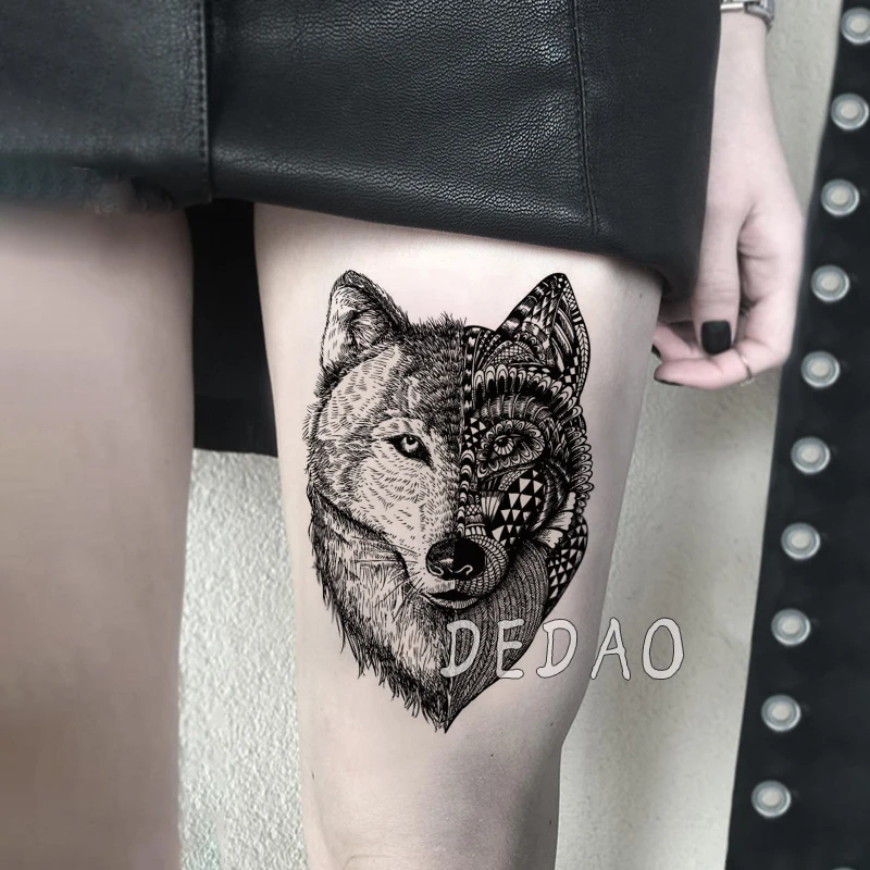 

Waterproof Temporary Tatoo Fake Tattoo Sticker Wolf Dog Owl Tatouage Flash Tatto Large Size Tattoos Stickers For Men Women Girl