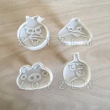 4 шт./компл. стильная футболка с изображением персонажей видеоигр птица Форма Пластик режущие инструменты для печенья, мастики форма для торта и печенья нажатия плунжера торт выпечки инструменты SLP113