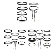 Сплав Женщина Готический Ретро шеи кулон колье ручной работы Короткий воротник колье кружева цепь украшения комплект