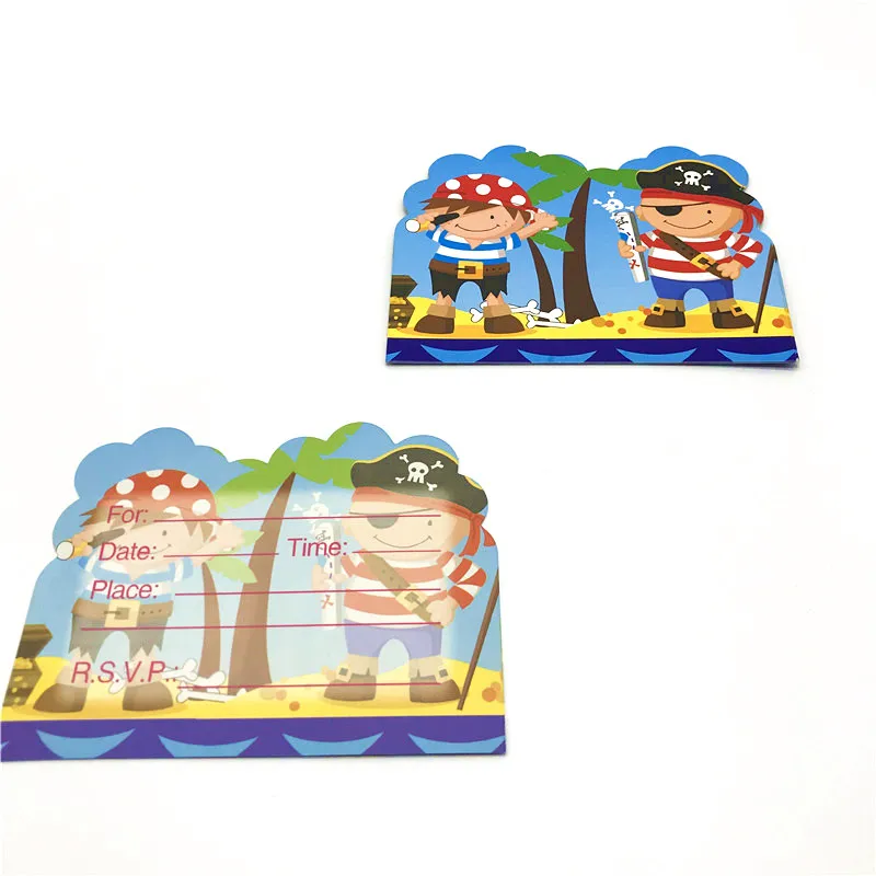  Pop Little Pirate Theme 65Pcs Cup+Plate+Straw+Invitation Card Festival Kid Birthday Party Horn+Gift - 32893292036