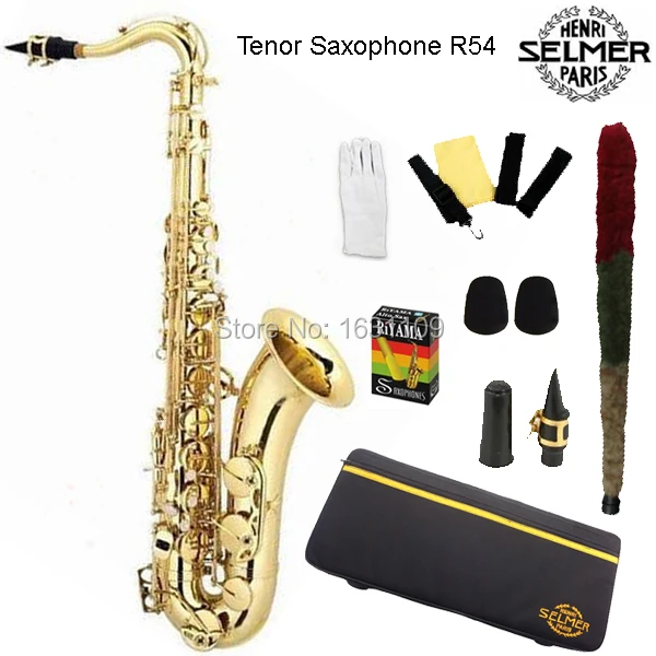 Cheap Brand New France Selmer Tenor Saxophone R54 Professional B Gold Sax mouthpiece With Case and Accessories