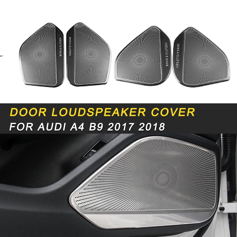 

Brushed stainless steel door loudspeaker frame cover trim accessories Sticker For Audi A4 B9 2017 2018 of Auto Car