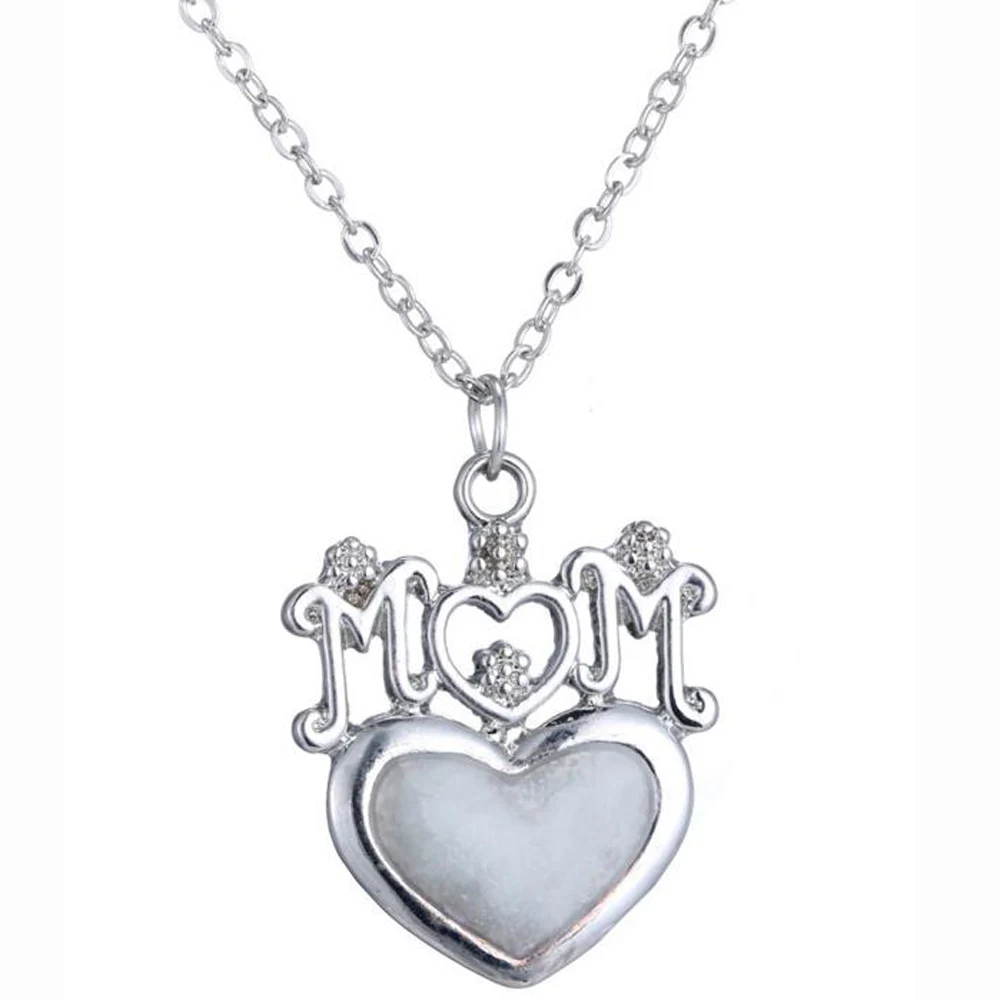 MOM Necklace Glow In The Dark mom Pendant Heart Chain Necklace