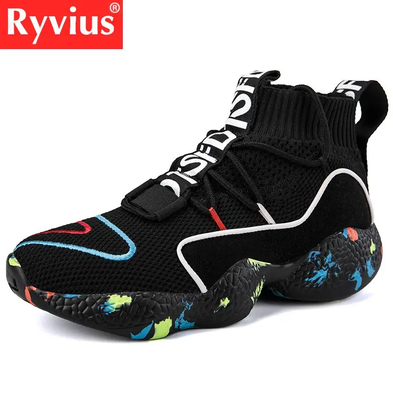 

Ryvius New Couple Autumn And Winter Warm Sneakers Men And Women Knitted Uppers Lightweight High-top Running Shoes Lovers Shoes