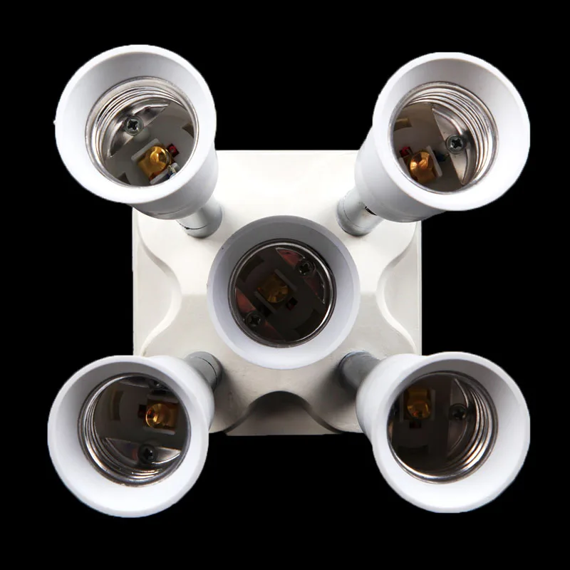 

Lamp Base Adjustable with 5 in 1 E27 Base Light Lamp Bulb Adapter Holder Socket Splitter 1 to 5