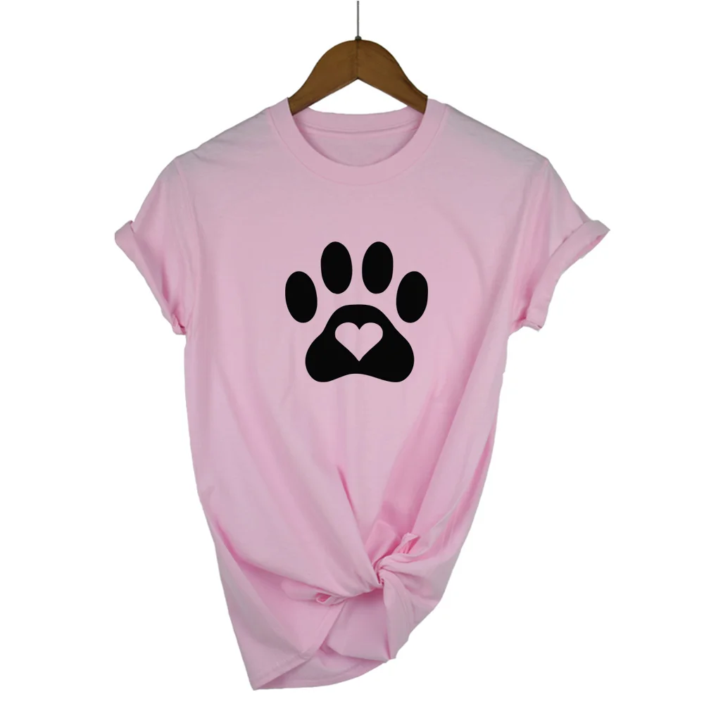 Новинка 2019 женская футболка с принтом love heart cat paw хлопковая Повседневная забавная