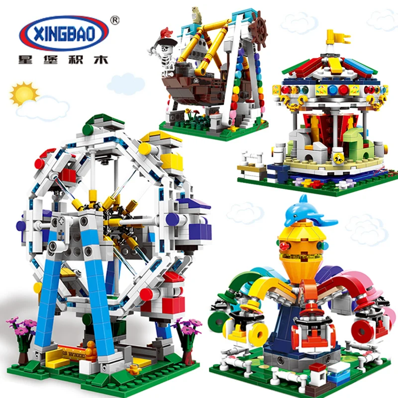 

Friends Series Building Blocks Compatible Legoings The City Park Carousel Pirate Ship Ferris Wheel Girl Bricks Toys Kids Gifts