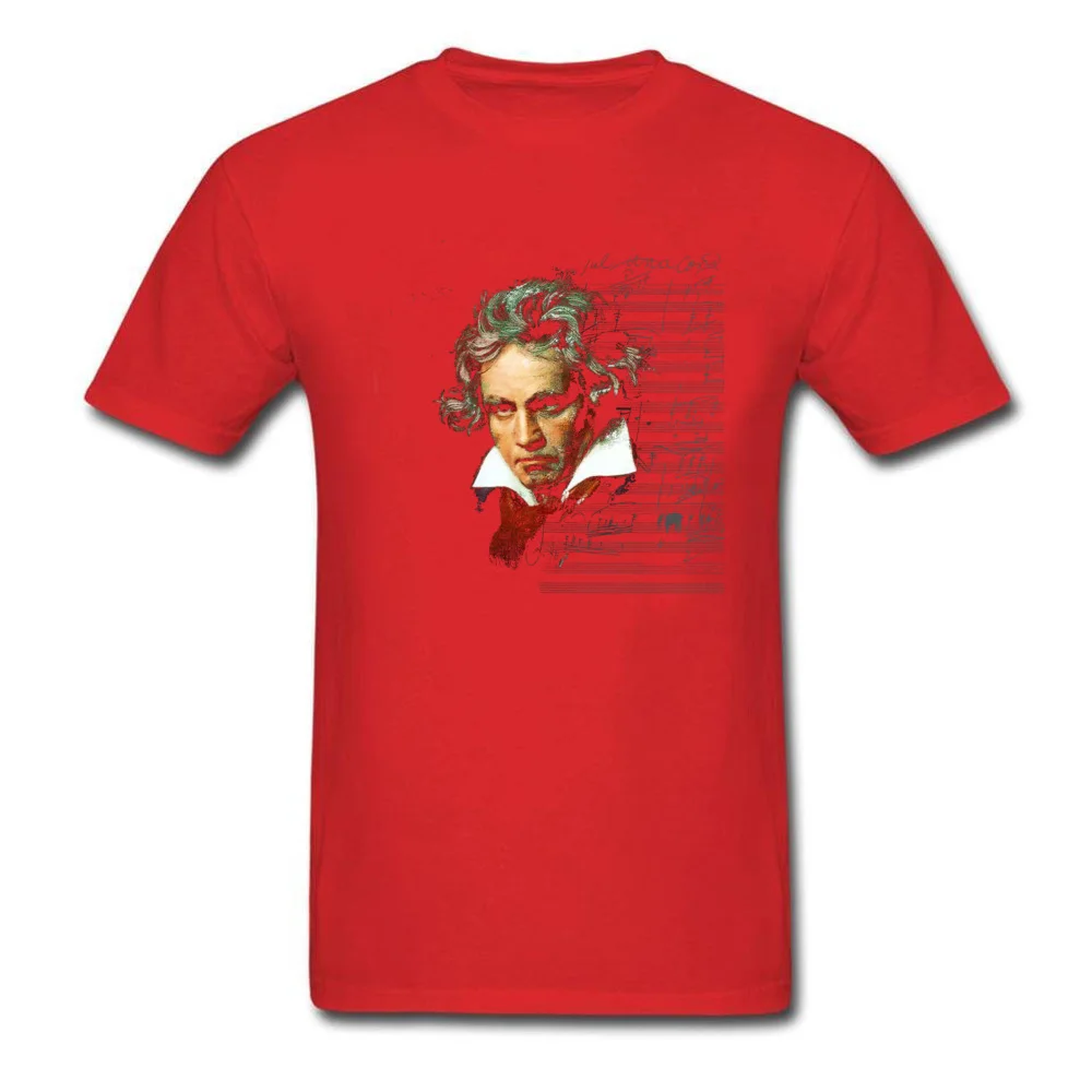 Beethoven Wholesale Men T Shirt Round Neck Short Sleeve 100% Cotton Fabric Tops Tees Simple Style Tee-Shirts Drop Shipping Beethoven red