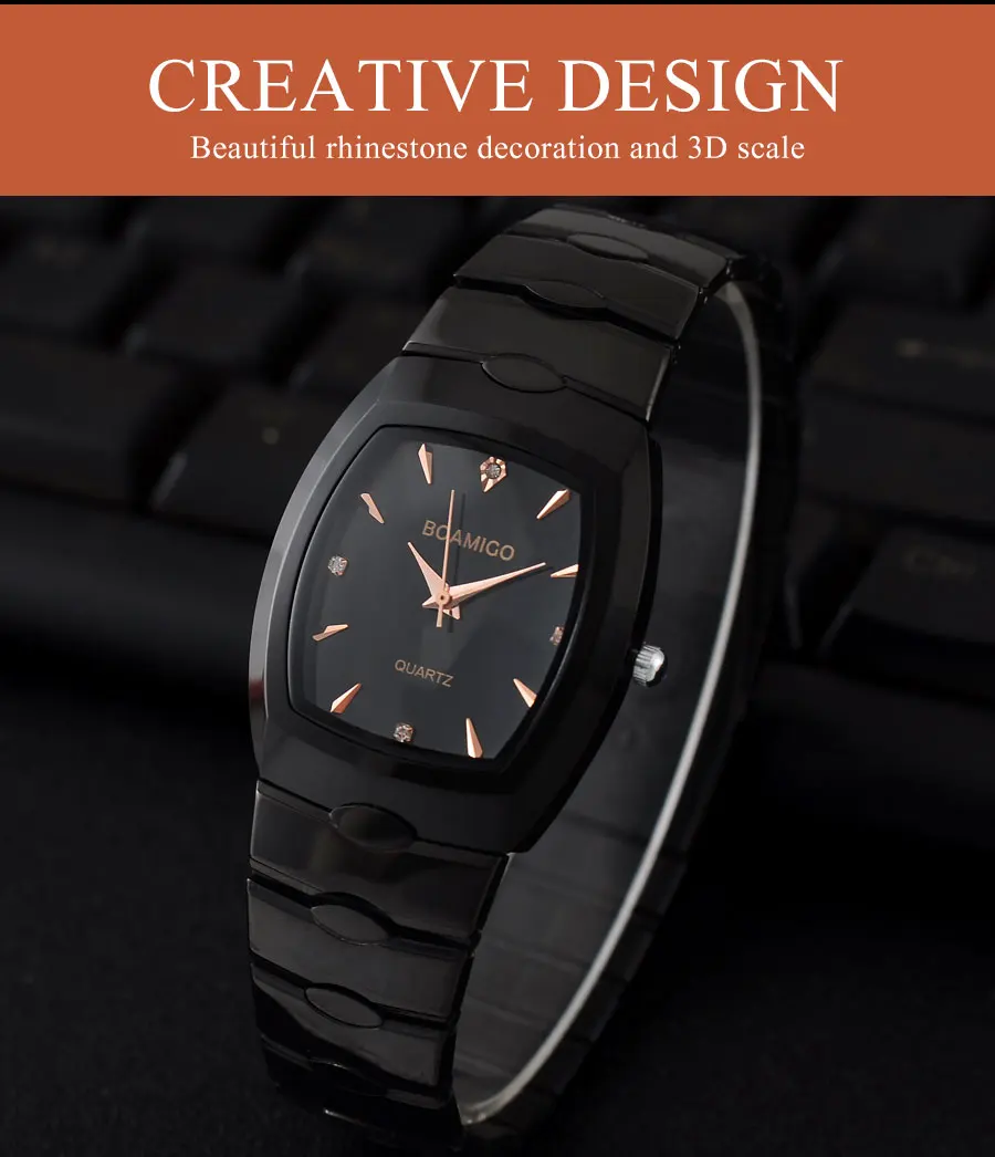 BOAMIGO Brand Men Quartz Watches Steel Business Watch Black Gold Analog Wristwatches Mens Bracelet Clasp Shock Resistant Clock (6)