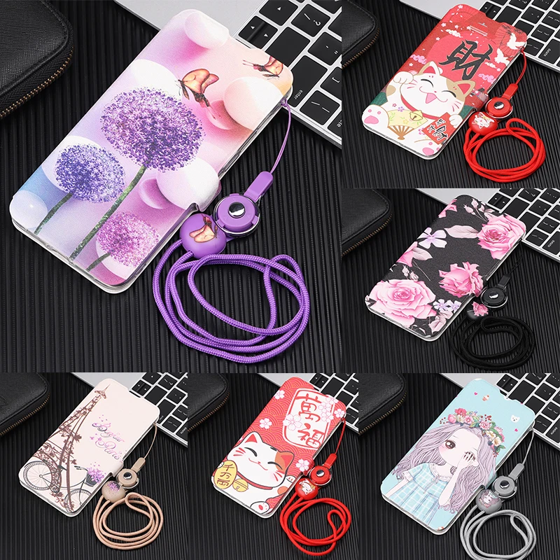

Cute Painted Flip Wallet Stand Leather Cover For Vivo Y91 Y95 Vivo U1 Y91i Y93 Y97 Y85 V9 Back Case With Card Holder