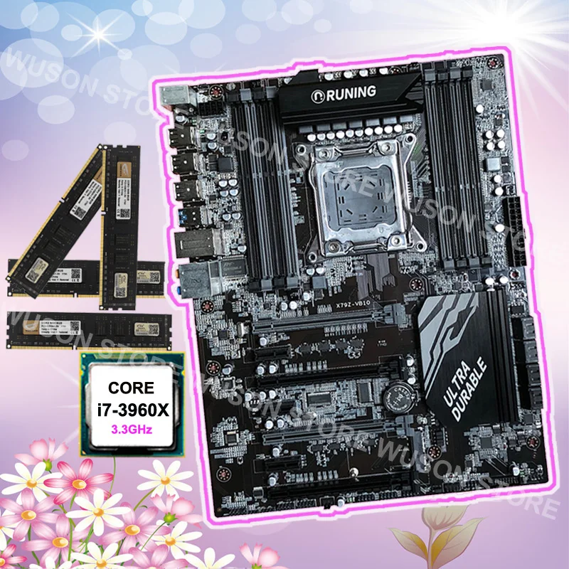 

Motherboard CPU RAM bundle Runing X79 motherboard with 8 RAM slots Intel core i7 3960X 3.3GHz brand new memory 32G(4*8G) 1600MHz