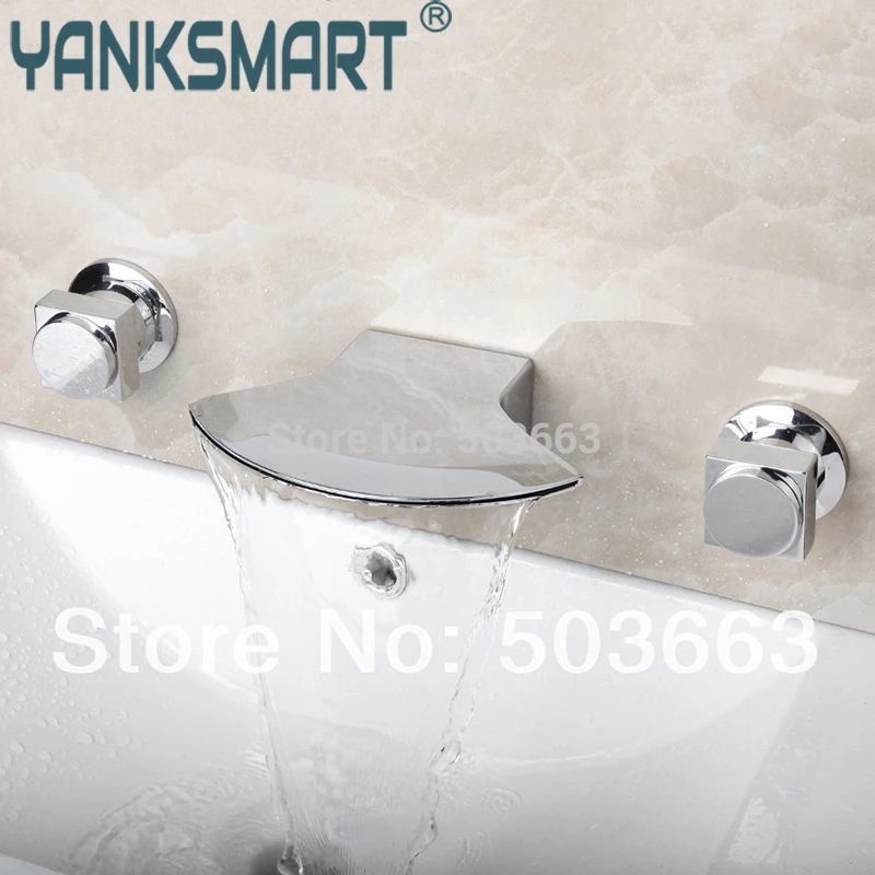 Bathtub Faucet Wall Mounted Faucet Two Handles Widespread Waterfall