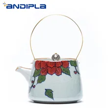 200 мл винтажная кракелюрная глазурь пион ручная роспись Чайный горшок перекладина горшок Цзиндэчжэнь керамический чайный набор кунг-фу креативные кружки из фарфора чайник