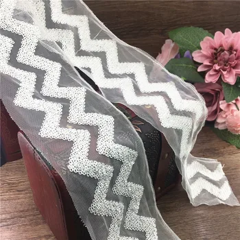 

10yard Embroidered Sequin Trim Applique Mesh Lightning Dentelle Lace Ribbon Sewing Accessories Encaje DIY Accessories TR0015